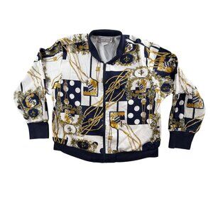 Vintage Saint Germain Jacket Womens Large Chain Print Bomber Made USA 80s